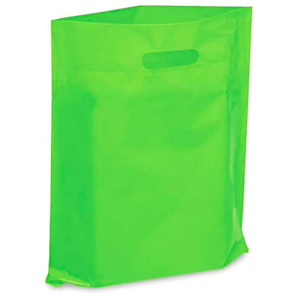 500 Black Plastic Carrier Bags 10"x12"+4" Gift  Party Shop Carry Patch Handles